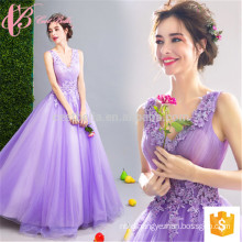 Flowery Purple Atistic Sleeveless Ball Gown Evening Party Cocktail Dress